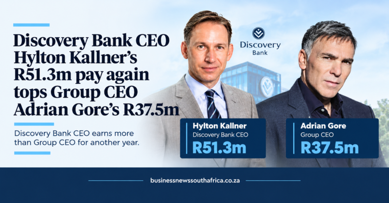 Discovery Bank CEO Hylton Kallner’s R51.3m pay again tops Group CEO Adrian Gore’s R37.5m