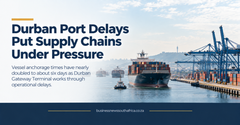 Durban Gateway terminal delays double vessel anchorage time, threaten supply chain