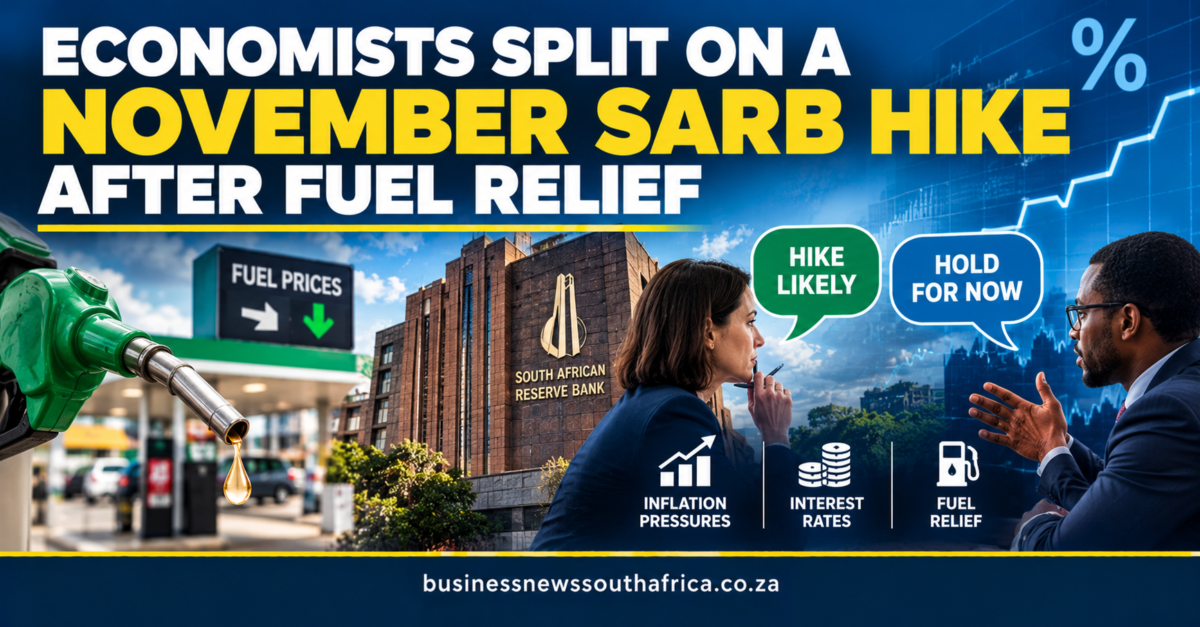 Economists split on a November SARB hike after fuel relief
