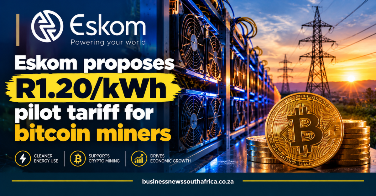 Eskom proposes R1.20/kWh pilot tariff for bitcoin miners