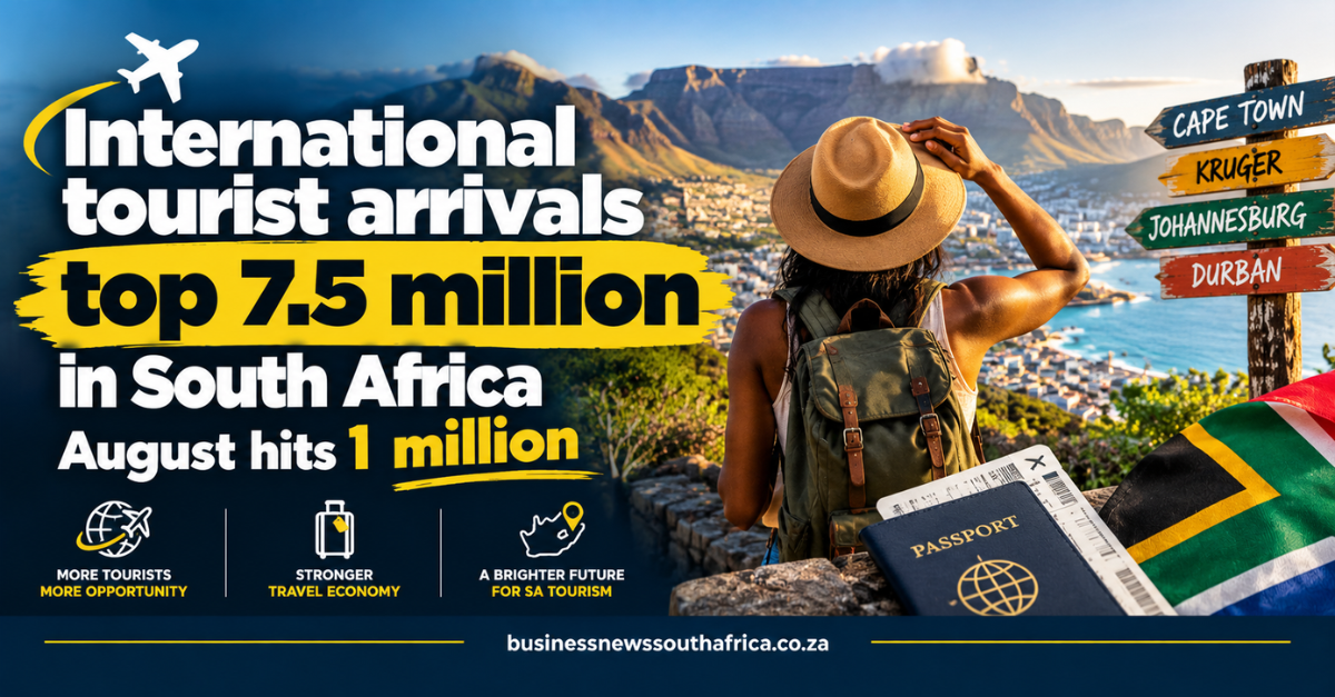 International tourist arrivals top 7.5 million in South Africa, August hits 1 million
