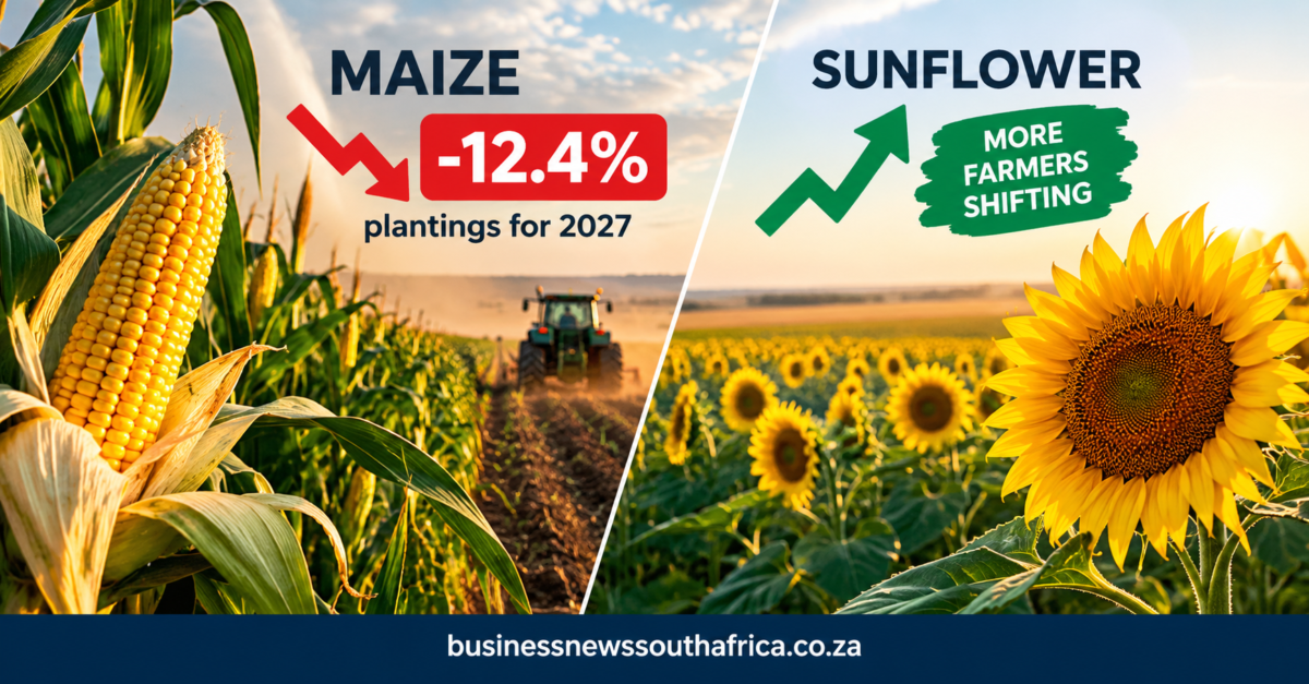 Maize plantings for 2027 set to fall 12.4% as farmers shift to sunflower