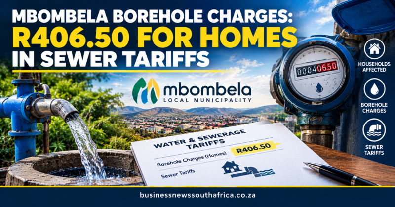 Mbombela borehole charges: R406.50 for homes in sewer tariffs