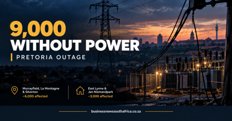 Power outage leaves 9,000 Pretoria residents without electricity