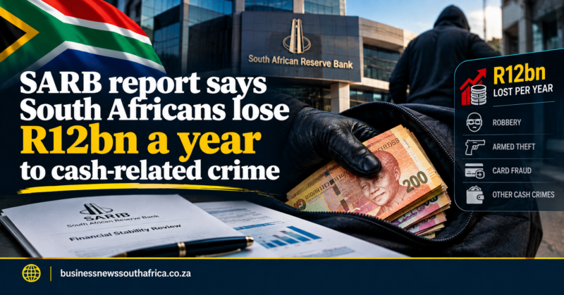 SARB report says South Africans lose R12bn a year to cash-related crime