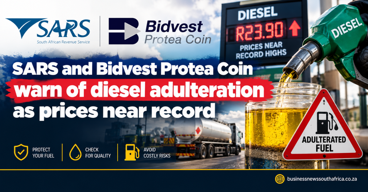 SARS and Bidvest Protea Coin warn of diesel adulteration as prices near record