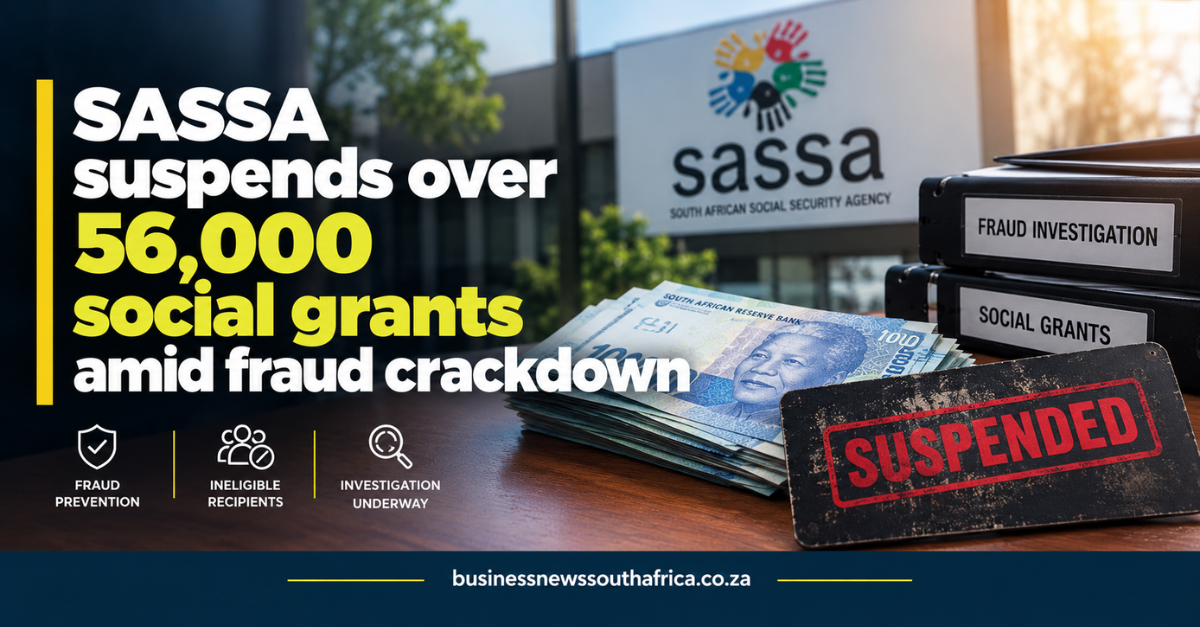 SASSA suspends over 56,000 social grants amid fraud crackdown