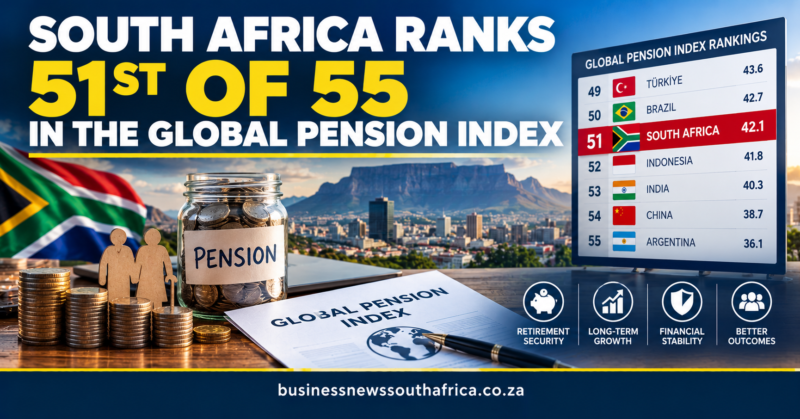 South Africa ranks 51st of 55 in the Global Pension Index
