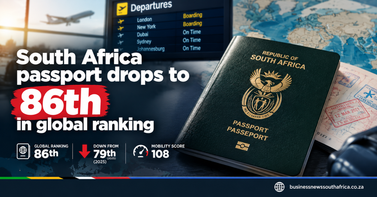 South Africa passport drops to 86th in global ranking