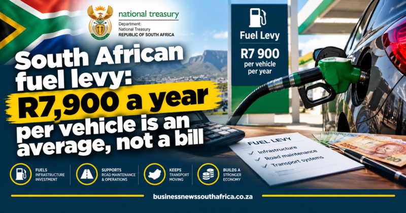 South African fuel levy: R7,900 a year per vehicle is an average, not a bill