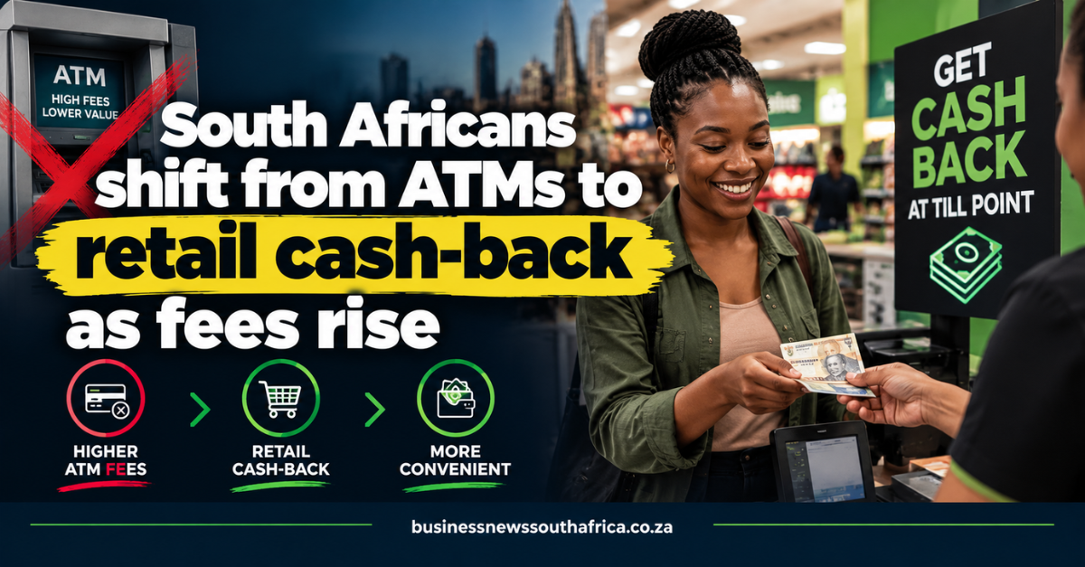 South Africans shift from ATMs to retail cash-back as fees rise