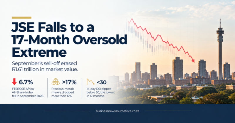 South Africa’s benchmark index hits 17 month oversold level after R1.6 trillion September rout