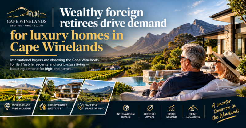 Wealthy foreign retirees drive demand for luxury homes in Cape Winelands