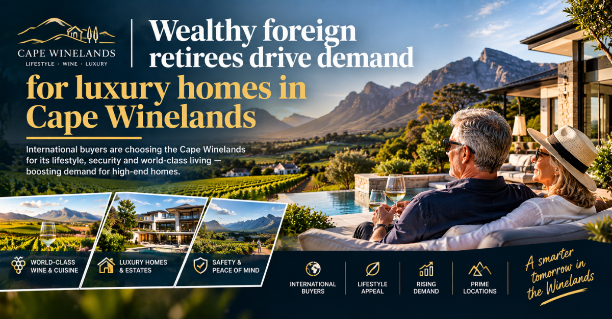 Wealthy foreign retirees drive demand for luxury homes in Cape Winelands