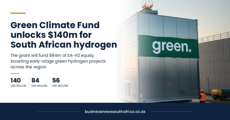 Green Climate Fund approves USD 140m for South African green hydrogen fund, with the DBSA as accredited entity