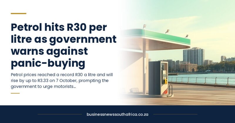 Petrol hits R30 per litre as government warns against panic-buying