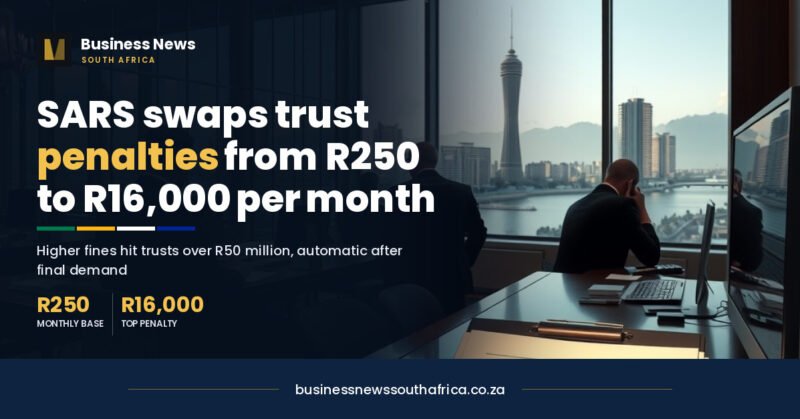 SARS trust penalties: R250 to R16,000 a month, by income band