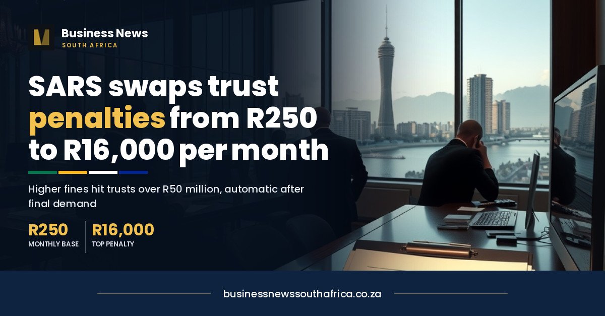 SARS trust penalties: R250 to R16,000 a month, by income band