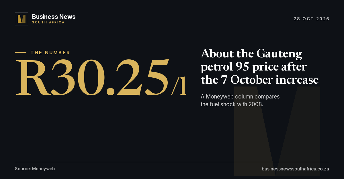 Petrol at about R30.25 a litre: a Moneyweb column compares the fuel shock with 2008