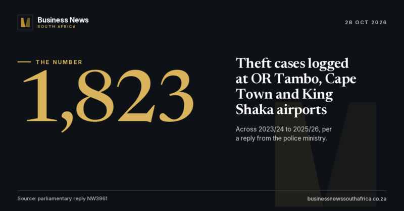 1,823 theft cases logged at OR Tambo, Cape Town, King Shaka airports