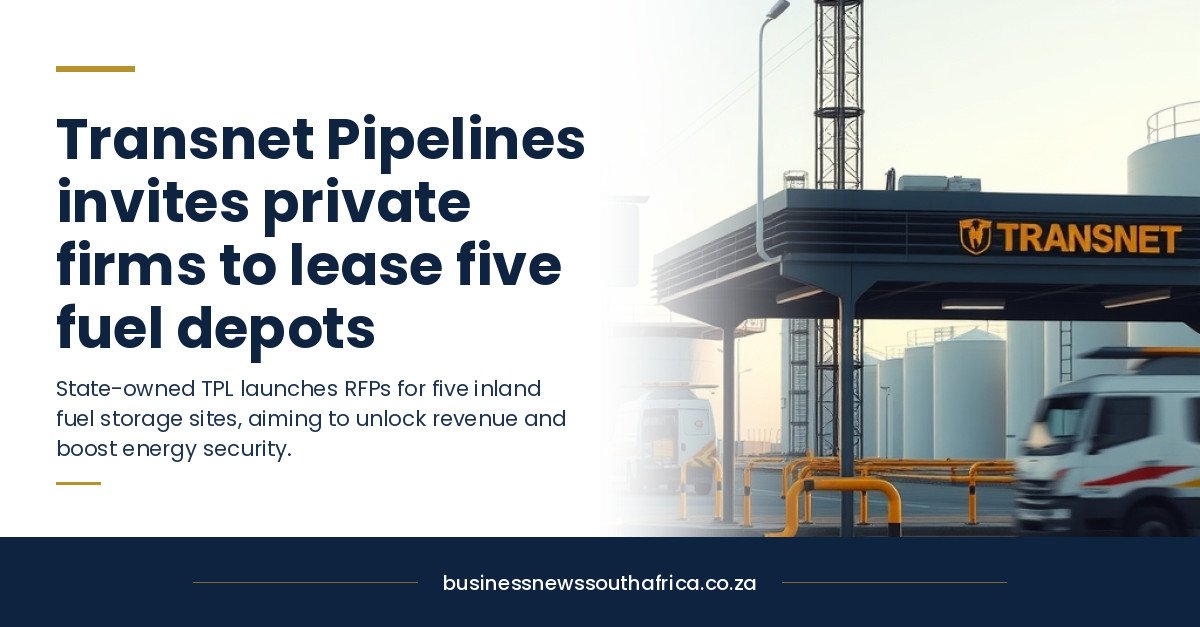 Transnet Pipelines invites private firms to lease five fuel depots